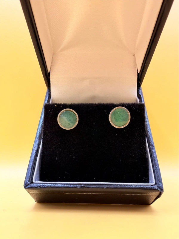Vintage sterling silver earrings with jadeite, tested#119