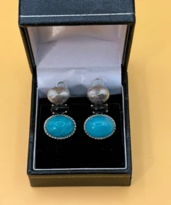 Unusual earrings. Sterling silver (925) with onyx and larimar