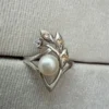 Late Soviet sterling silver ring, size U, with a pearl #142