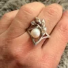 Late Soviet sterling silver ring, size U, with a pearl #142