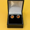 Vintage  Whitney Kelly Round Stud Earrings in Silver and Cognac Amber