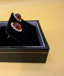 Vintage Whitney Kelly Round Stud Earrings in Silver and Cognac Amber