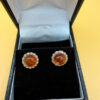 Vintage Whitney Kelly Round Stud Earrings in Silver and Cognac Amber