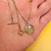 Natural tourmaline, 925 sterling silver chain, vintage 1960s, gold-plated #26