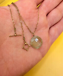 Natural tourmaline, 925 sterling silver chain, vintage 1960s, gold-plated #26