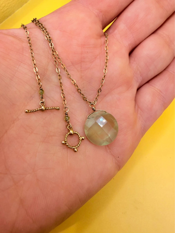 Natural tourmaline, 925 sterling silver chain, vintage 1960s, gold-plated #26