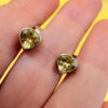 Vintage sterling silver stud earrings with natural citrine #118