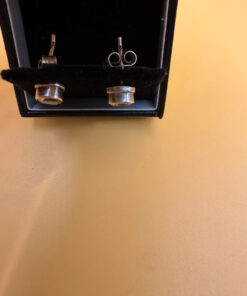 Vintage sterling silver stud earrings with natural citrine