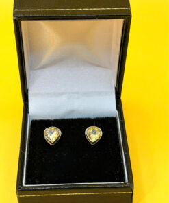Vintage sterling silver stud earrings with natural citrine