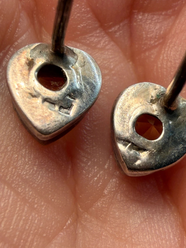 Vintage sterling silver stud earrings with natural citrine #118