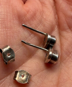 Vintage sterling silver stud earrings with natural citrine