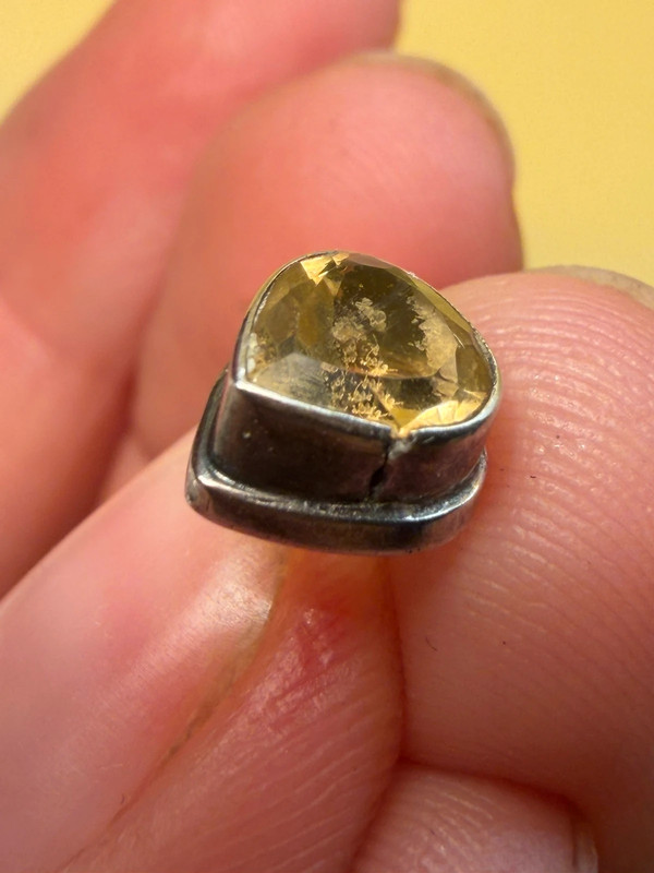 Vintage sterling silver stud earrings with natural citrine #118