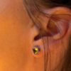 Vintage sterling silver stud earrings with natural citrine #118
