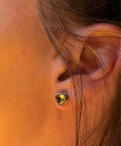 Vintage sterling silver stud earrings with natural citrine