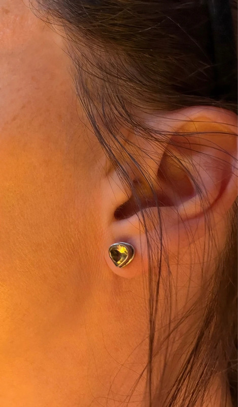 Vintage sterling silver stud earrings with natural citrine #118