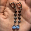 Blue Cat's Eye Gemstone earrings, silver 925#