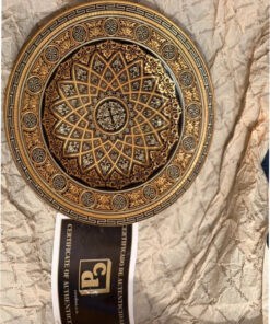 Damascene Black and Gold Footed Decorative Dish Plate - Toledo Spain 24K Gold
