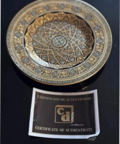 Damascene Black and Gold Footed Decorative Dish Plate - Toledo Spain 24K Gold