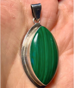 Malachite sterling silver 925 silver amulet pendant