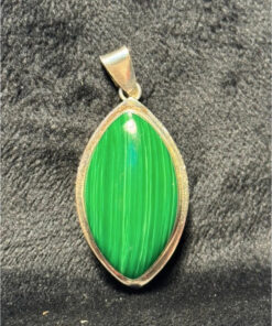 Malachite sterling silver 925 silver amulet pendant.