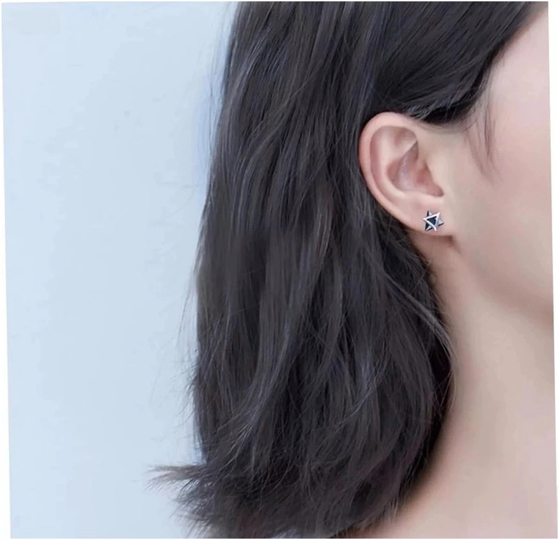 Sterling Silver Articulated Triangle Stud Earrings.