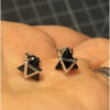 Sterling Silver Articulated Triangle Stud Earrings.
