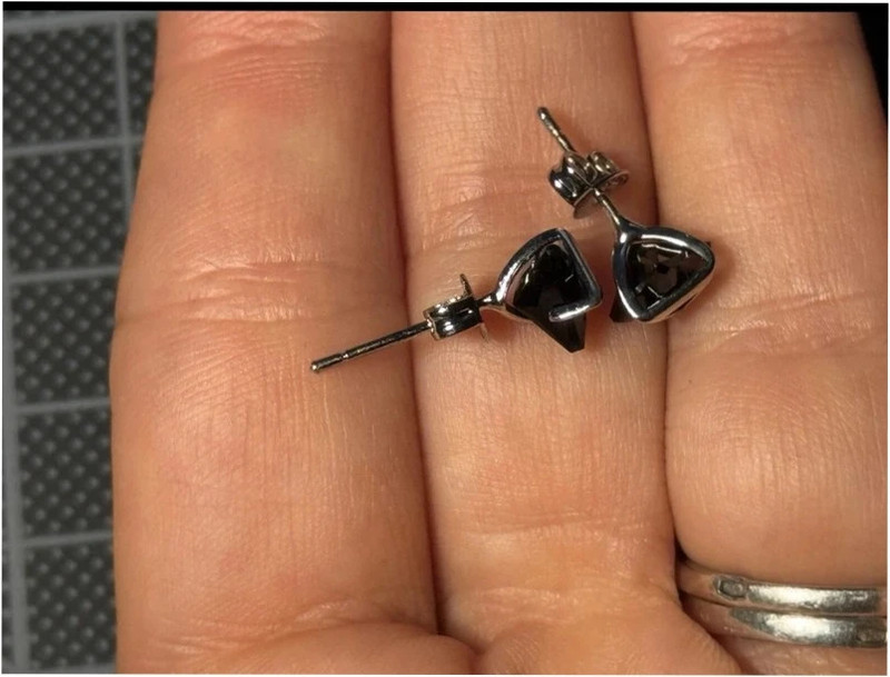 Sterling Silver Articulated Triangle Stud Earrings.