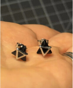 Sterling Silver Articulated Triangle Stud Earrings.