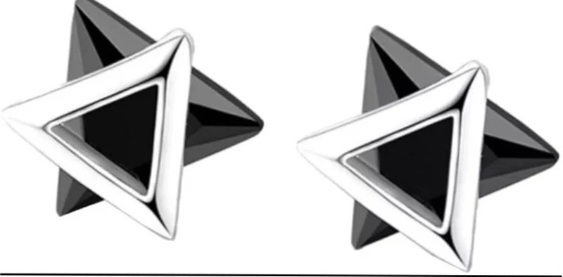 Sterling Silver Articulated Triangle Stud Earrings.