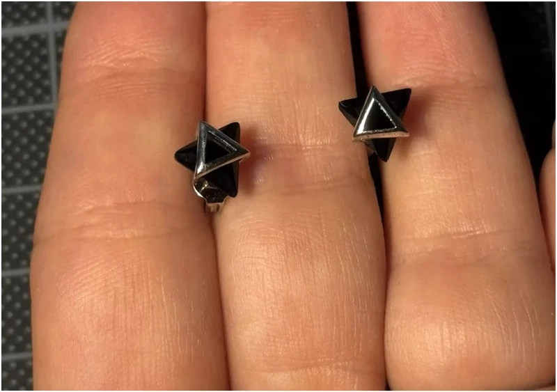 Sterling Silver Articulated Triangle Stud Earrings.