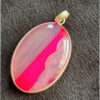 Pendant-Oval Striped Pink Agate gemstone -925 silver plated