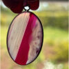Pendant-Oval Striped Pink Agate gemstone -925 silver plated