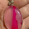 Pendant-Oval Striped Pink Agate gemstone -925 silver plated