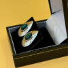 Vintage sterling silver earrings with malachite, tested~118