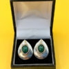 Vintage sterling silver earrings with malachite, tested~118