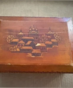Vintage Russian Traditional Wooden Jewelry Box