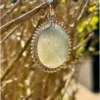 Prehnite Gemstone Sterling Silver Plated Pendant