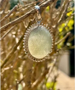 Prehnite Gemstone Sterling Silver Plated Pendant