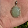 Prehnite Gemstone Sterling Silver Plated Pendant