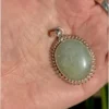 Prehnite Gemstone Sterling Silver Plated Pendant