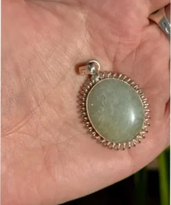 Prehnite Gemstone Sterling Silver Plated Pendant