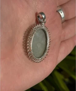 Prehnite Gemstone Sterling Silver Plated Pendant