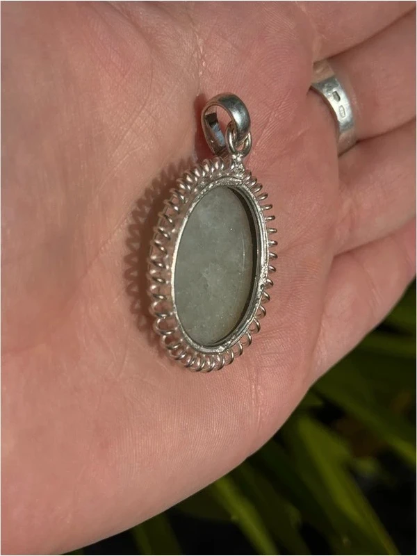 Prehnite Gemstone Sterling Silver Plated Pendant