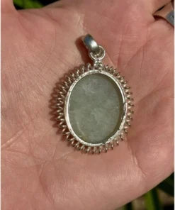 Prehnite Gemstone Sterling Silver Plated Pendant
