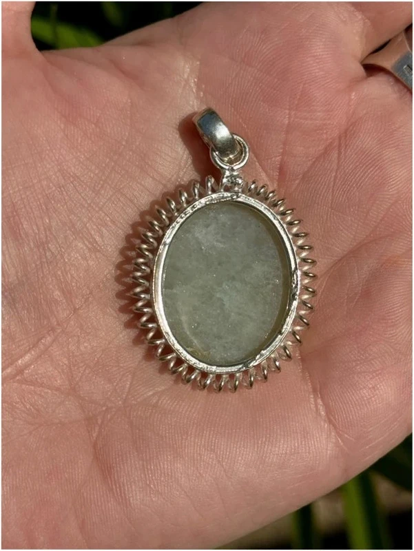 Prehnite Gemstone Sterling Silver Plated Pendant