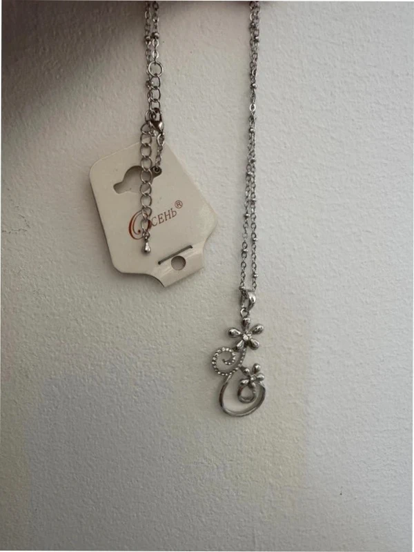 Silver-colored pendant with chain