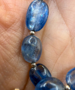 Silver bracelet with an incredibly beautiful natural kyanite, 19 centimeters in size