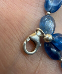 Silver bracelet with an incredibly beautiful natural kyanite, 19 centimeters in size