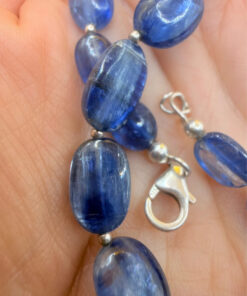 Silver bracelet with an incredibly beautiful natural kyanite, 19 centimeters in size