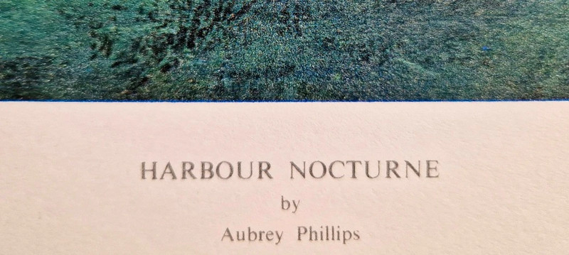 Aubrey R. Philips "Harbour Nocturne" Antique Painting Print (61 cm x 85cm)